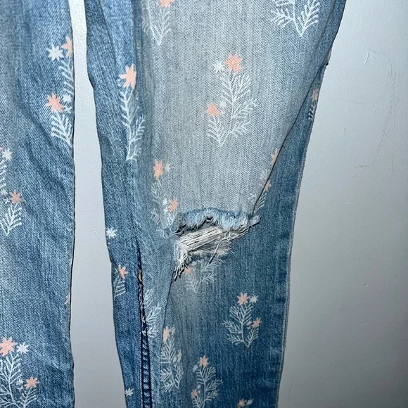 Anthropologie Pilcro floral pattern denim painter’s overalls size 28 - Picture 6 of 9